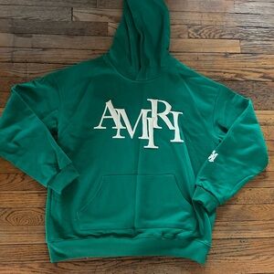 AMIRI Teal Hoodie with White Logo